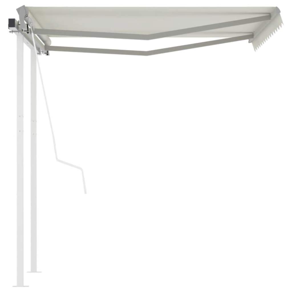 markise med stolper 3,5x2,5 m automatisk betjening cremefarvet