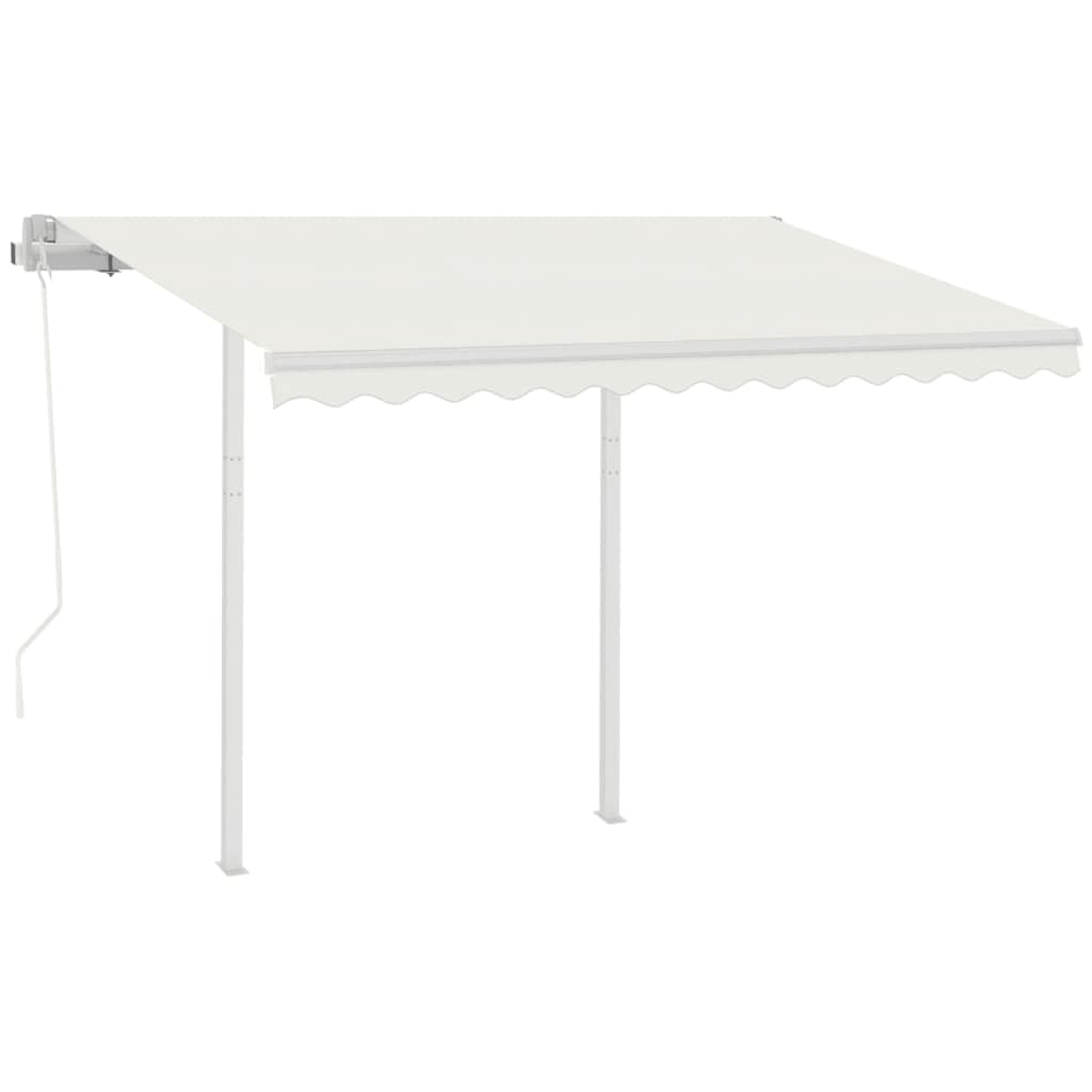markise med stolper 3,5x2,5 m automatisk betjening cremefarvet