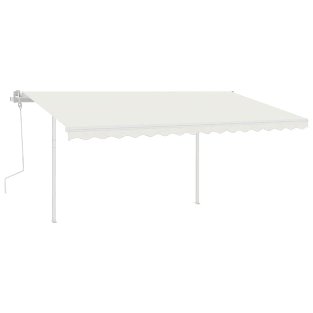 foldemarkise m. LED-lys 4x3 m manuel betjening cremefarvet