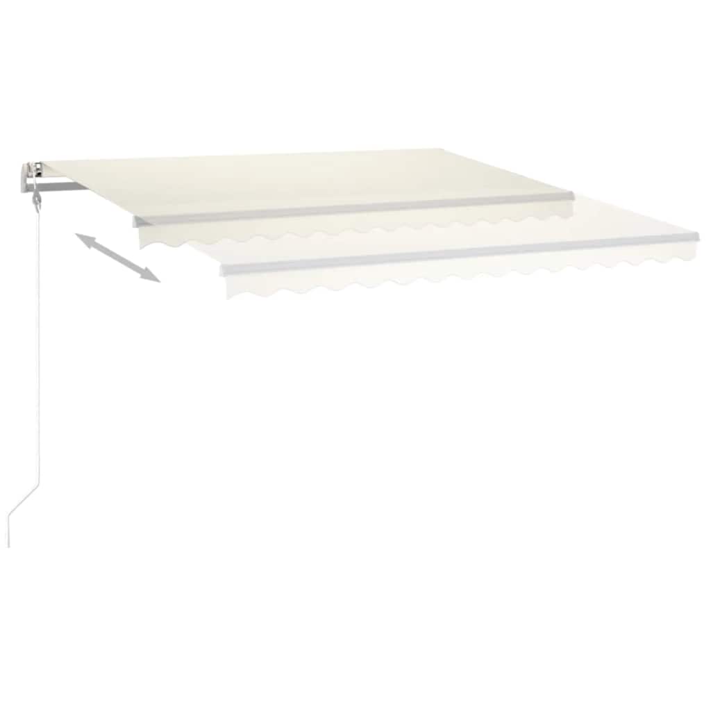 foldemarkise m. LED-lys 4x3 m manuel betjening cremefarvet