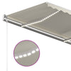 foldemarkise m. LED-lys 4x3 m manuel betjening cremefarvet