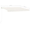 foldemarkise m. LED-lys 4x3 m manuel betjening cremefarvet