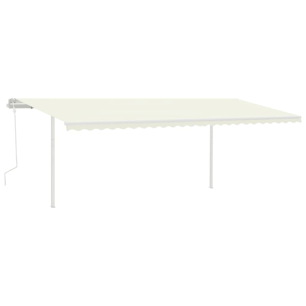 markise med LED-lys 6x3 m manuel betjening cremefarvet