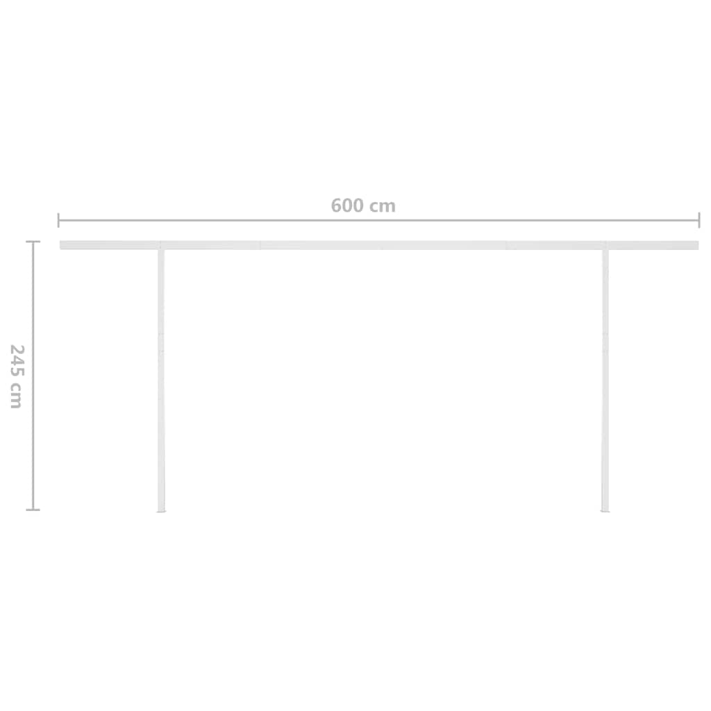 markise med LED-lys 6x3 m manuel betjening cremefarvet