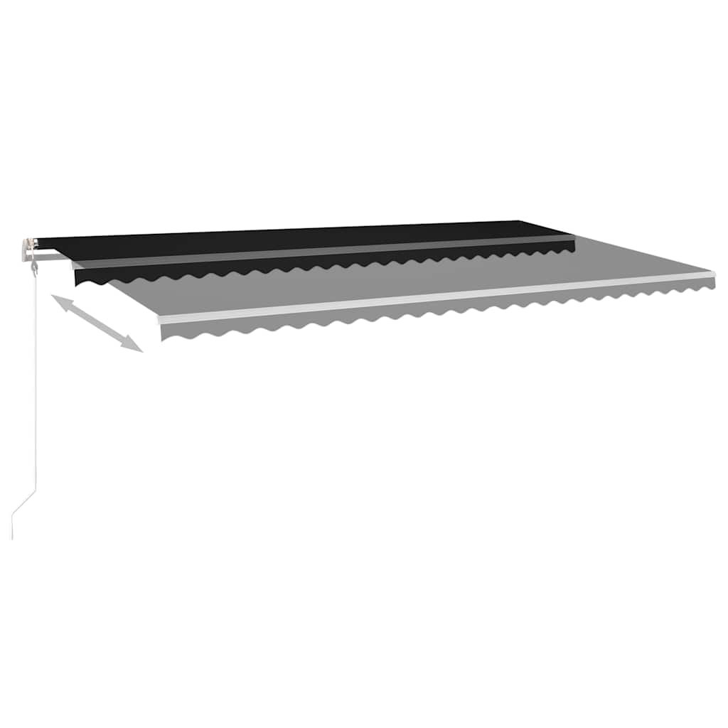 markise med LED-lys 6x3 m manuel betjening antracitgrå