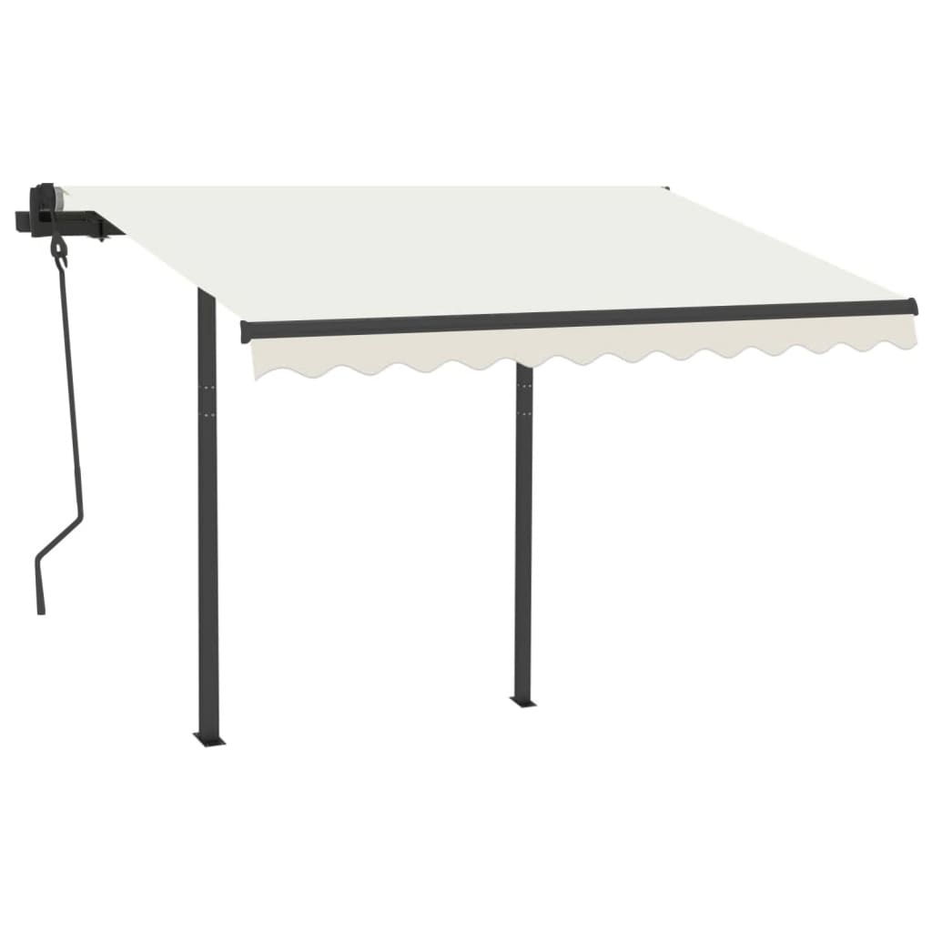 markise med stolper 3,5x2,5 m automatisk betjening cremefarvet