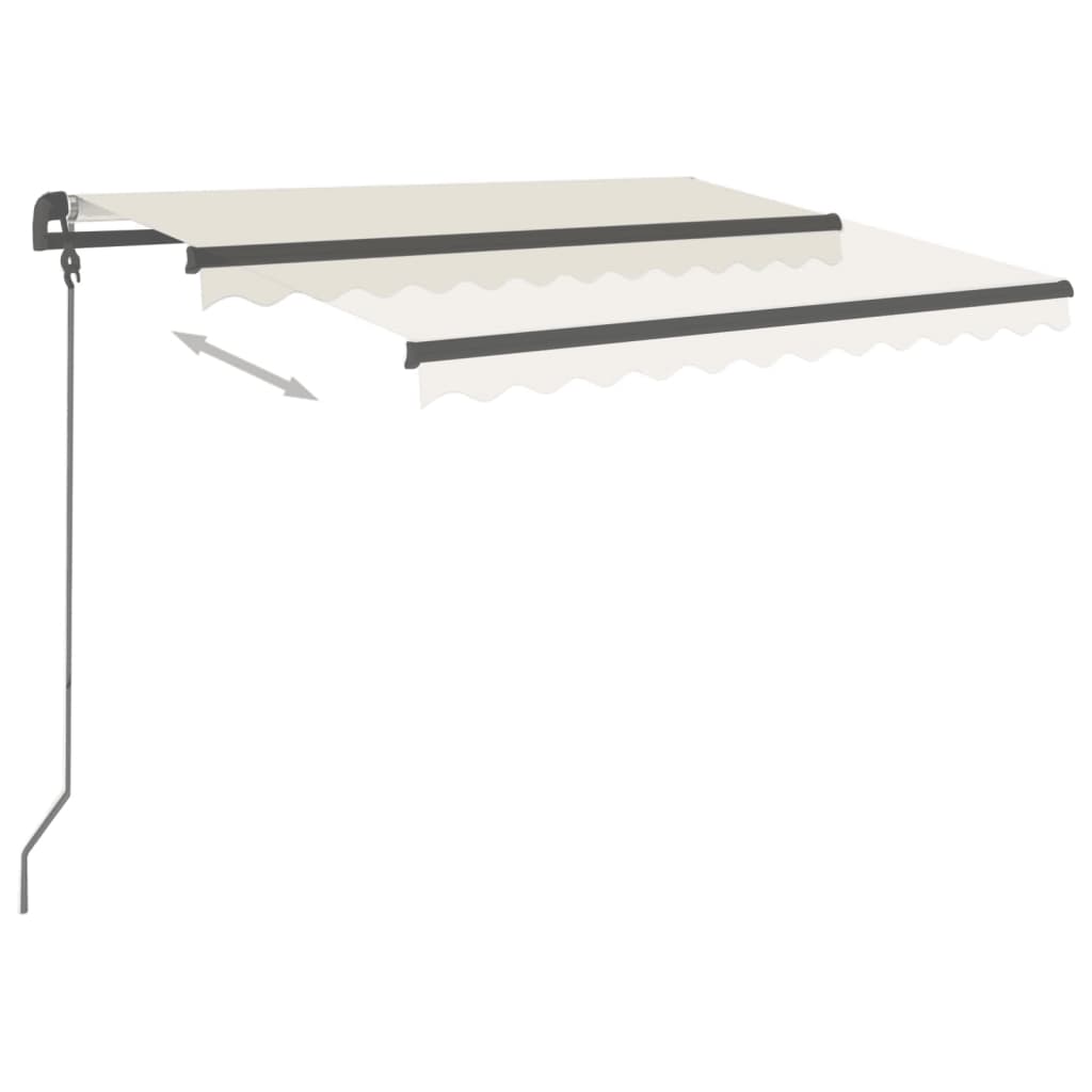 markise med stolper 3,5x2,5 m automatisk betjening cremefarvet