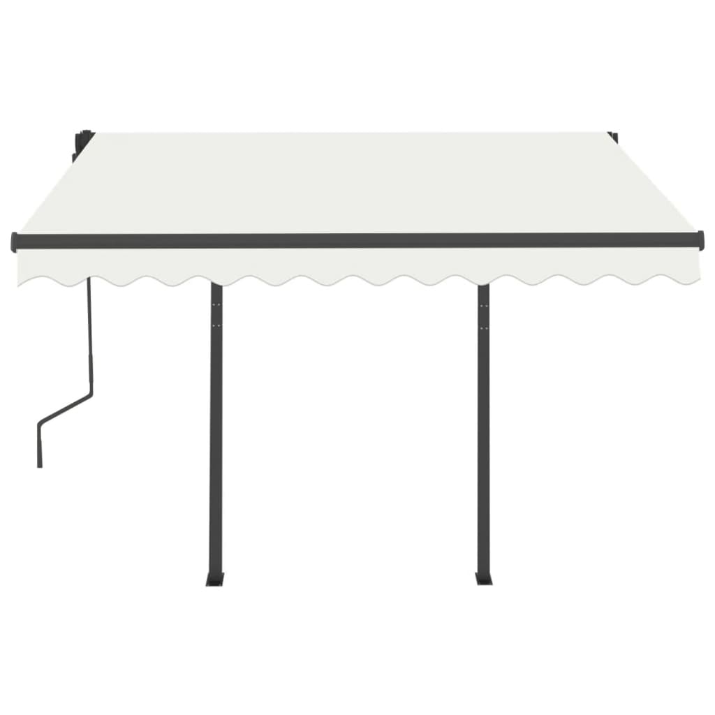 markise med stolper 3,5x2,5 m automatisk betjening cremefarvet