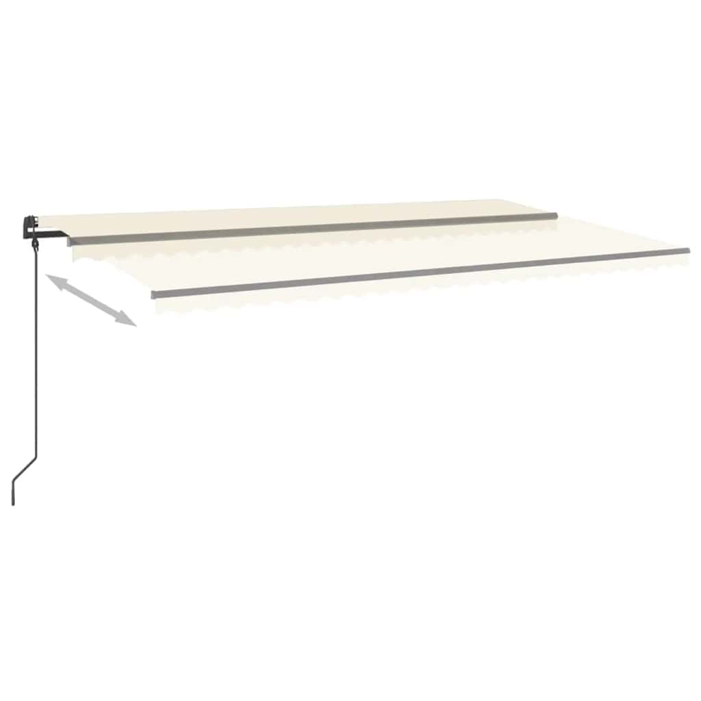 markise med LED-lys 6x3 m manuel betjening cremefarvet