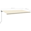 markise med LED-lys 6x3 m manuel betjening cremefarvet