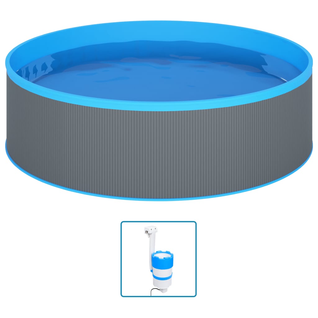 splasher pool med hængende skimmer og pumpe 350x90 cm grå