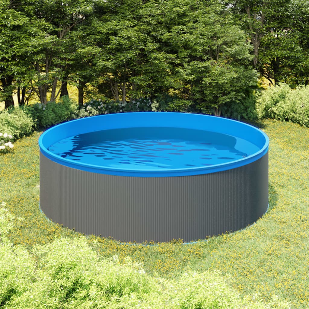 splasher pool med hængende skimmer og pumpe 350x90 cm grå
