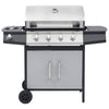 gasgrill 4+1 grillzoner stål og rustfrit stål sort og sølvfarvet