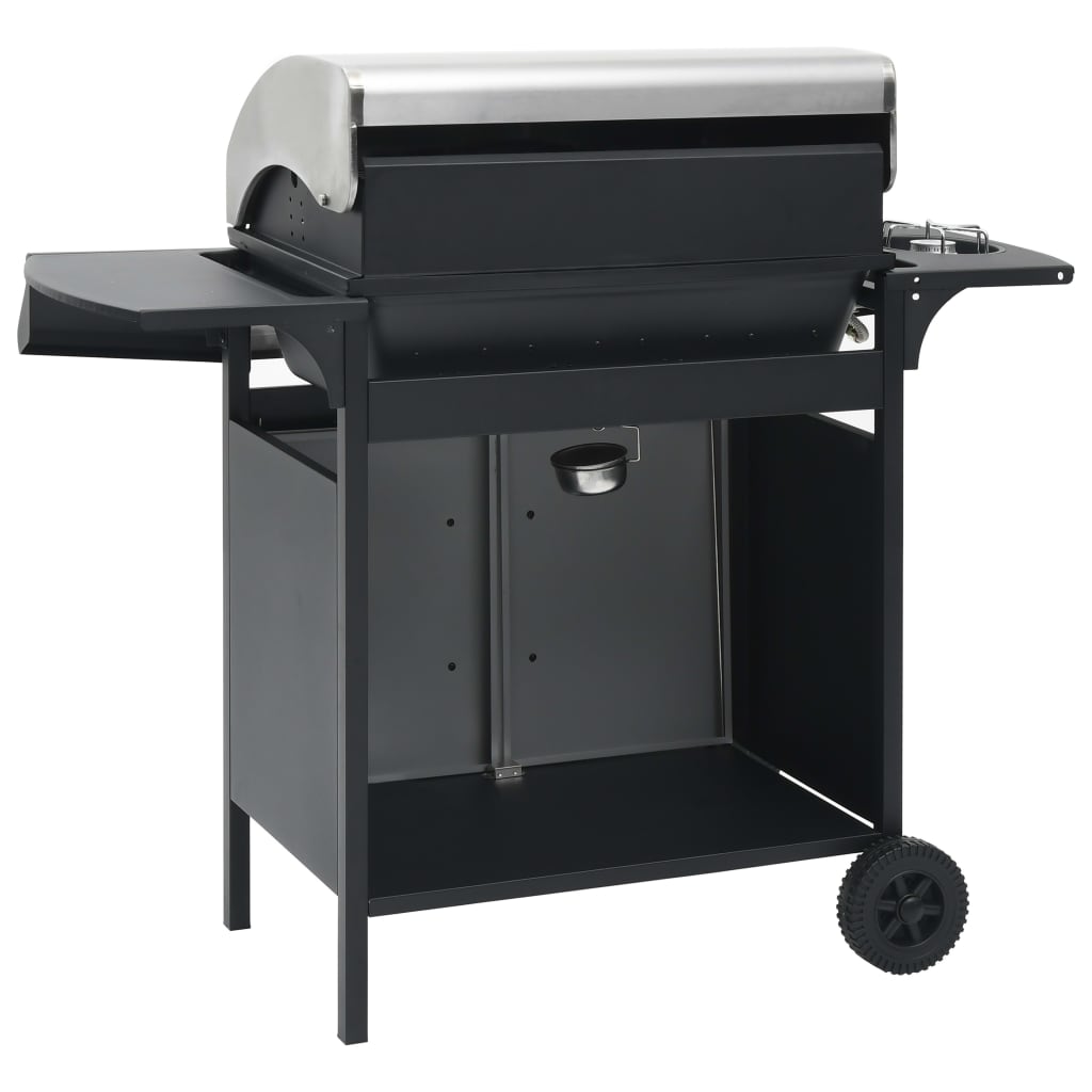 gasgrill 4+1 grillzoner stål og rustfrit stål sort og sølvfarvet