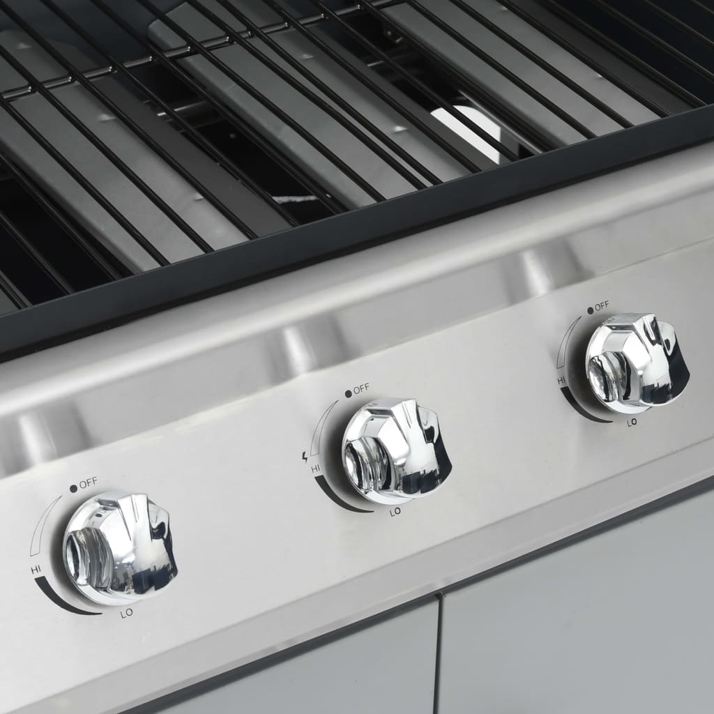 gasgrill 4+1 grillzoner stål og rustfrit stål sort og sølvfarvet