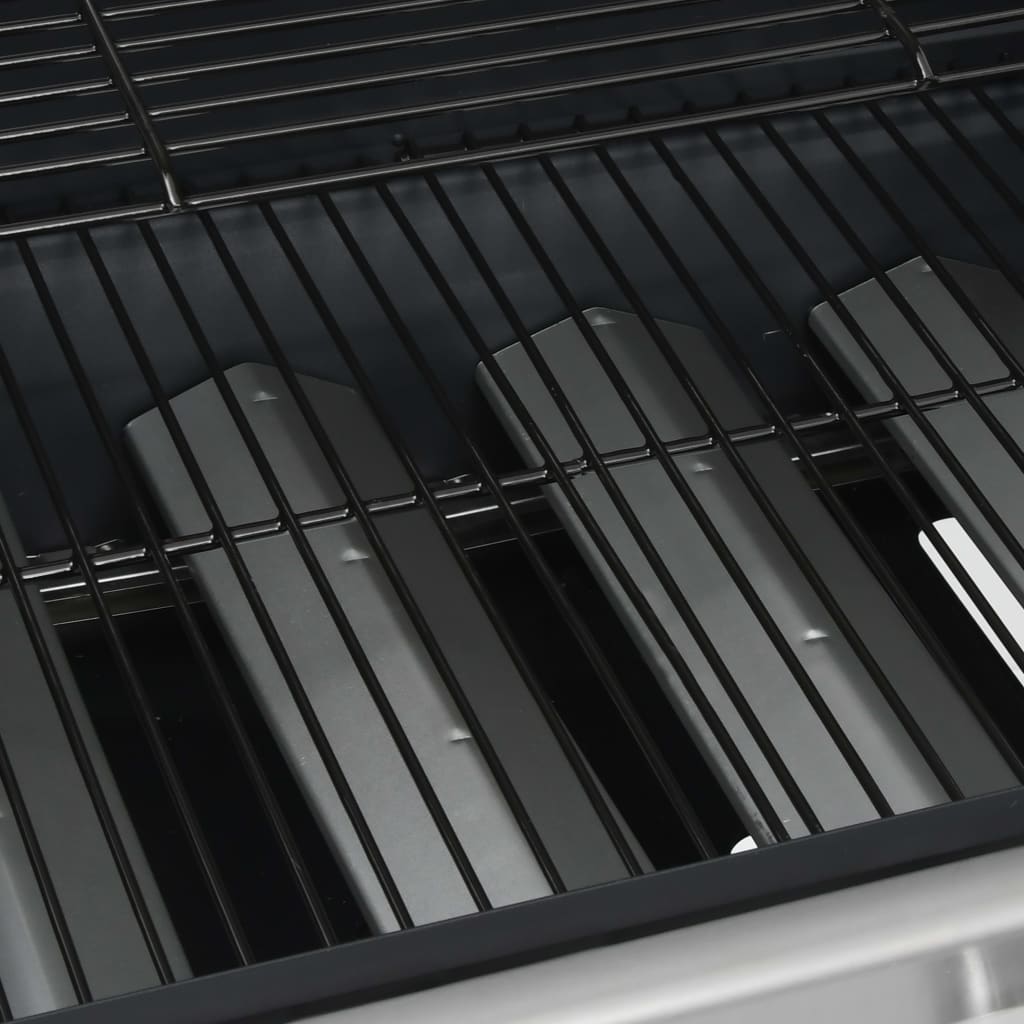 gasgrill 4+1 grillzoner stål og rustfrit stål sort og sølvfarvet