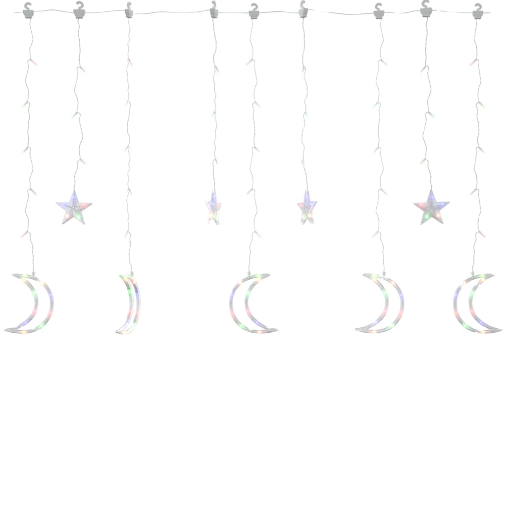 fairy lights-lyskæder stjerne og måne 138 LED'er flerfarvet