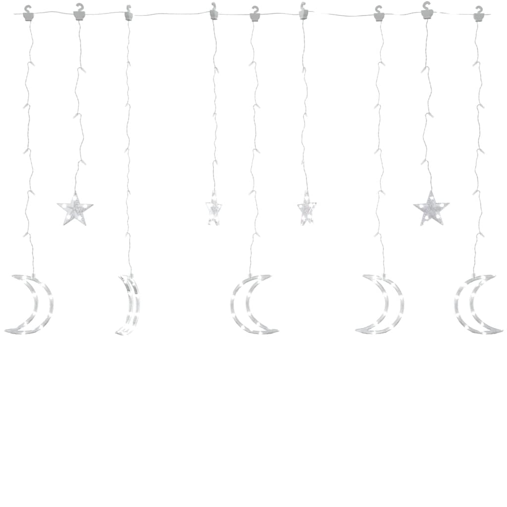 fairy lights-lyskæder stjerne og måne 345 LED'er kold hvid