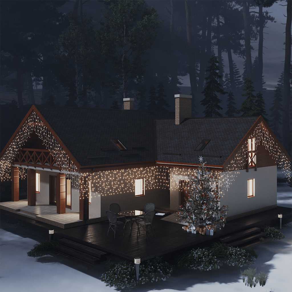 lysgardin 10 m 400 LED'er 8 funktioner varm hvid