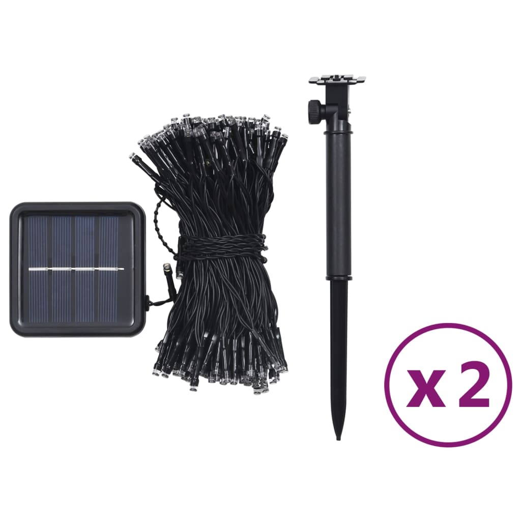 lyskæder 2 stk. 2x200 LED inde/ude soldrevet kold hvid