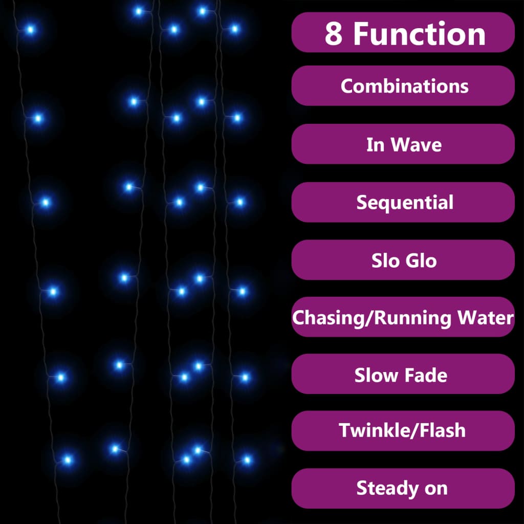 lyskæder 2 stk. 2x200 LED inde/ude soldrevet blå