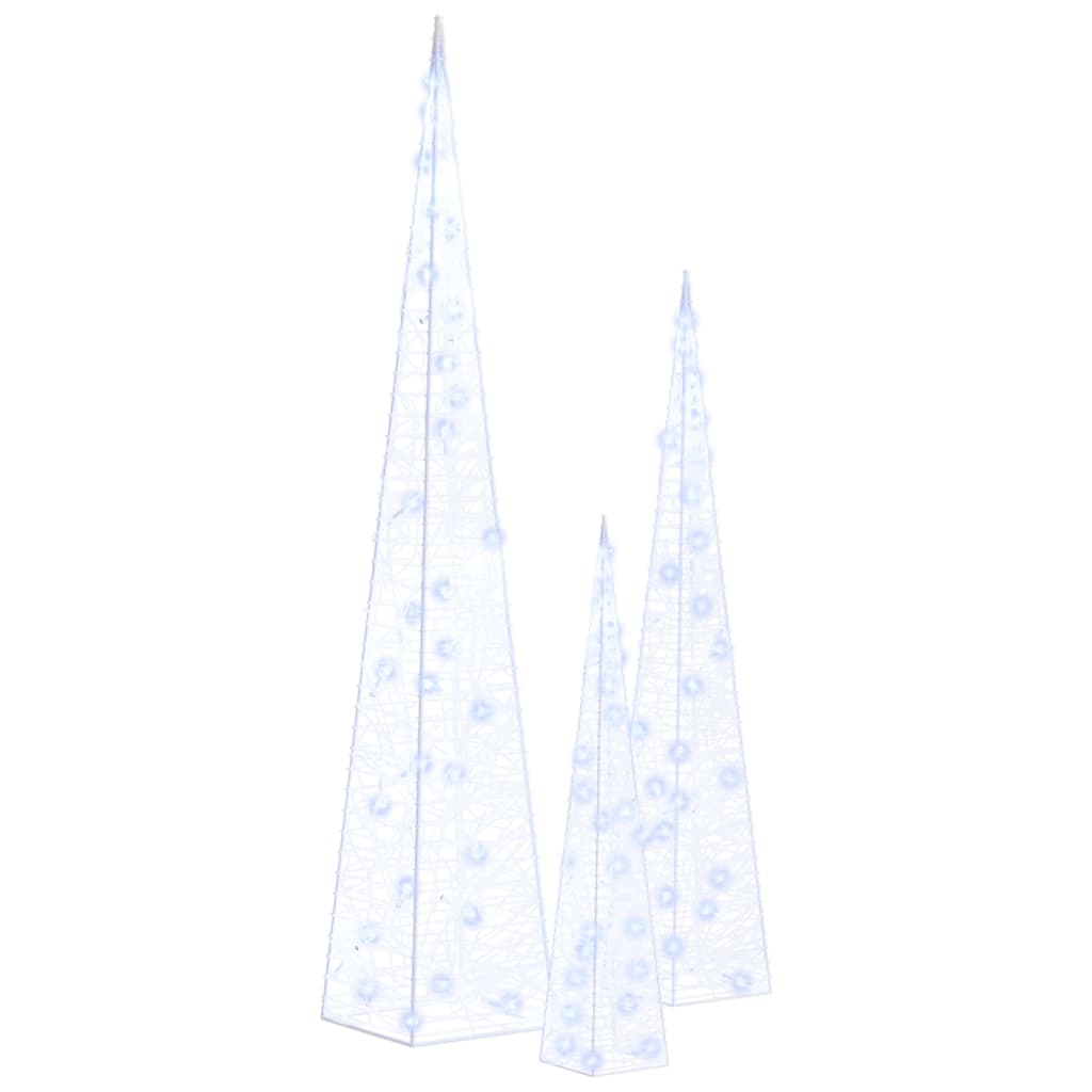 dekorativt LED-lyskeglesæt 30/45/60 cm akryl blå