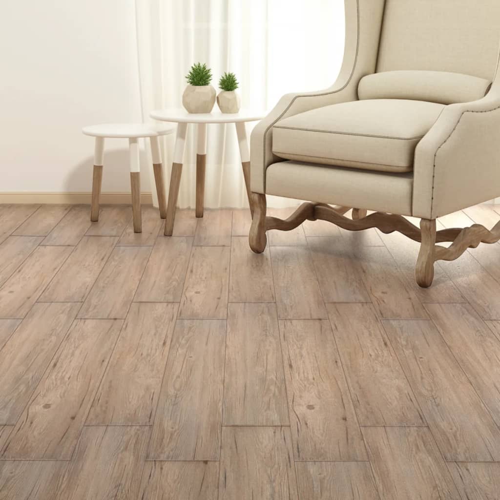 selvhæftende PVC-gulvplanker 5,21 m² 2 mm egetræ brun