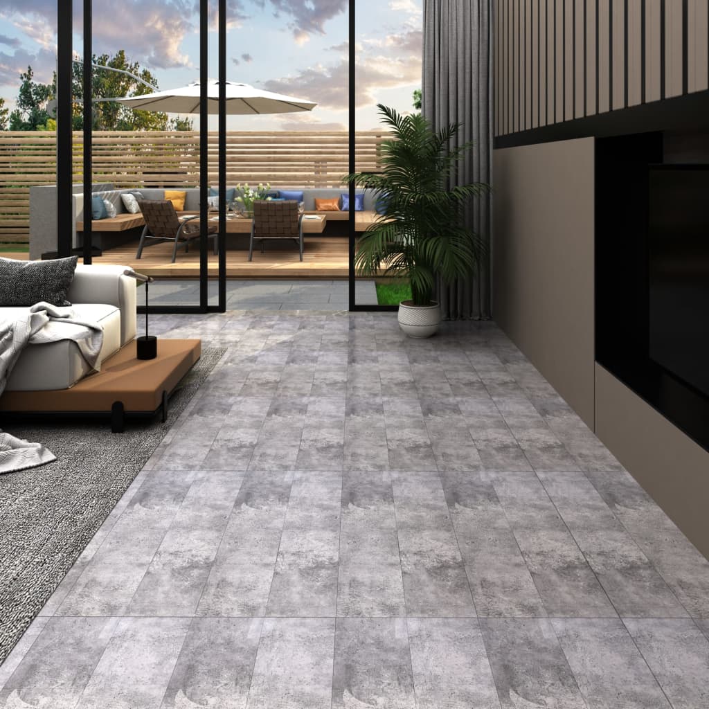 selvhæftende PVC-gulvplanker 5,21 m² 2 mm cementbrun