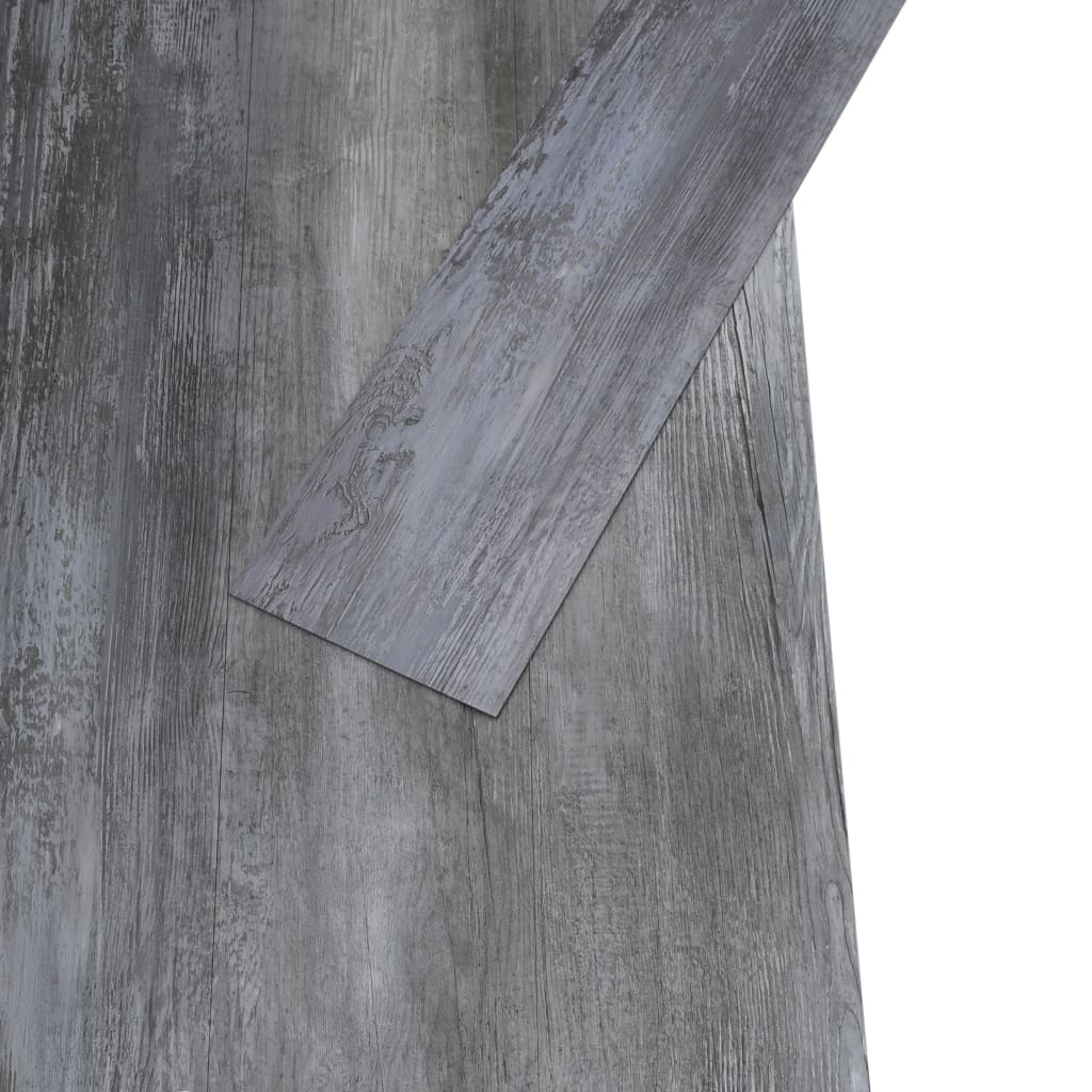selvhæftende PVC-gulvplanker 5,21 m² 2 mm skinnende grå