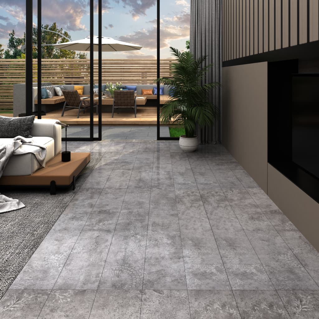 selvhæftende PVC-gulvplanker 5,21 m² 2 mm betongrå