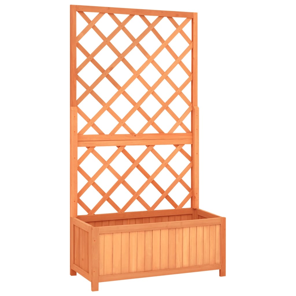 plantekasse med espalier 70x30x135 cm massivt fyrretræ brun