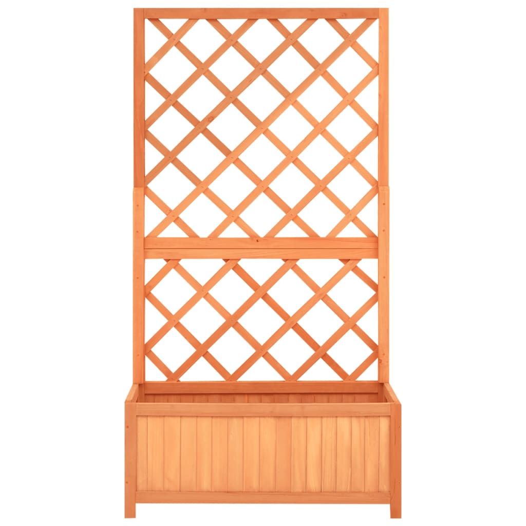 plantekasse med espalier 70x30x135 cm massivt fyrretræ brun