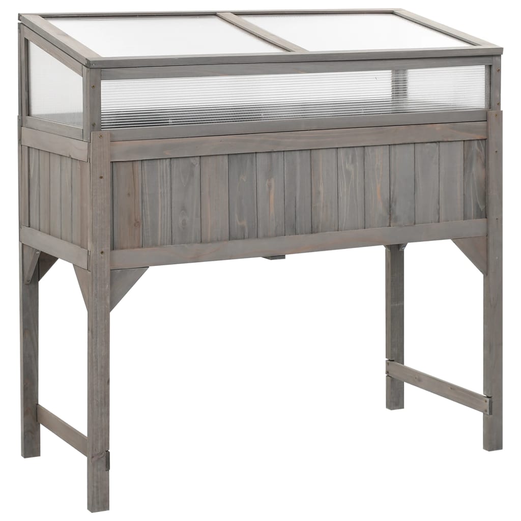 højbed med drivhus 110x54x120 cm massivt grantræ