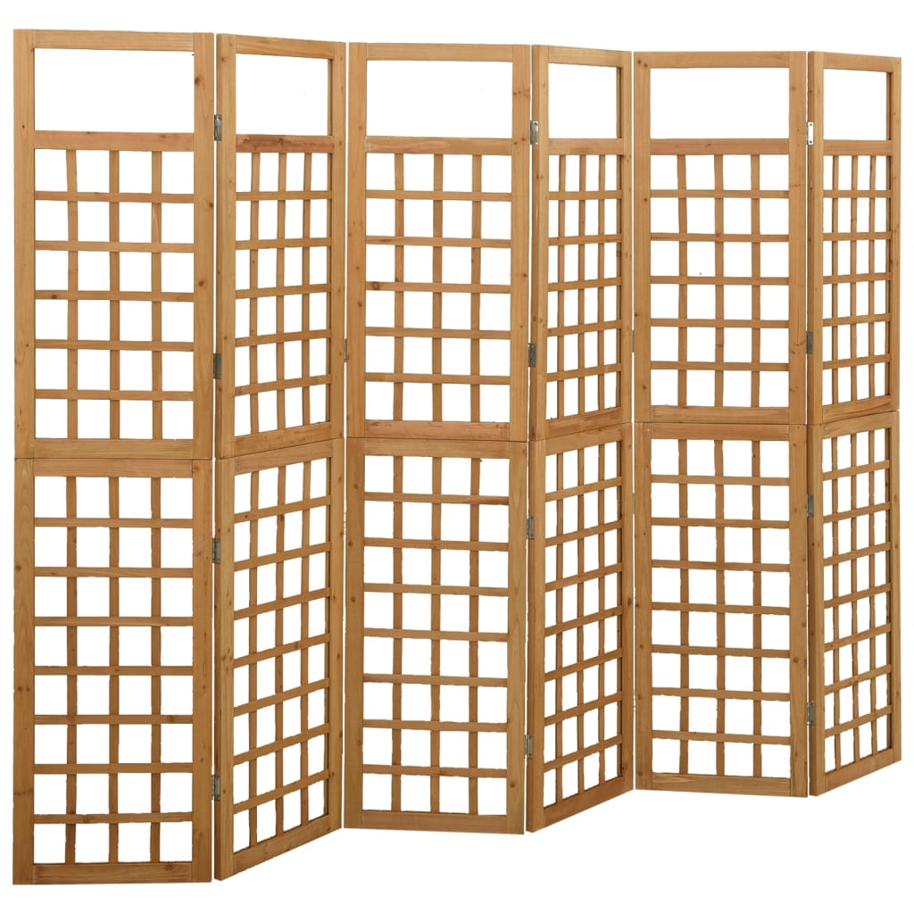 6-panels rumdeler/espalier 242,5x180 cm massivt grantræ