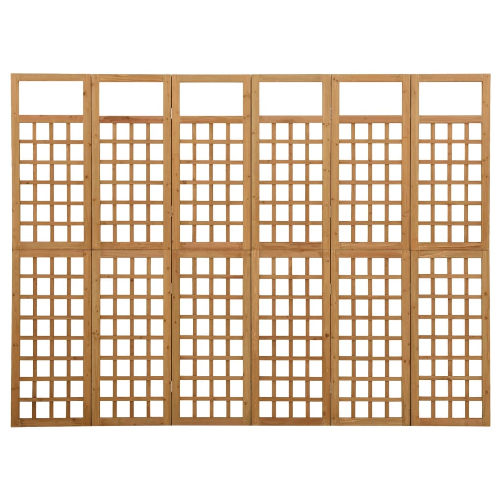 6-panels rumdeler/espalier 242,5x180 cm massivt grantræ