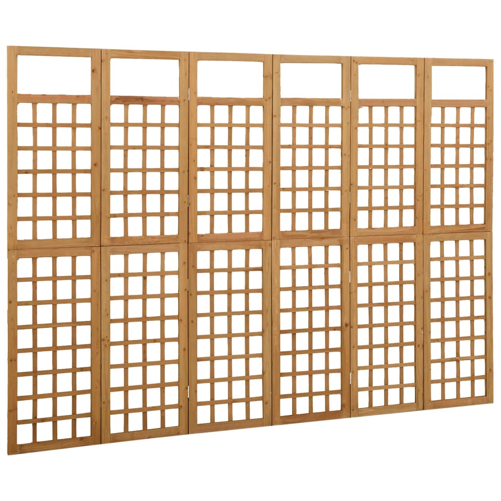 6-panels rumdeler/espalier 242,5x180 cm massivt grantræ