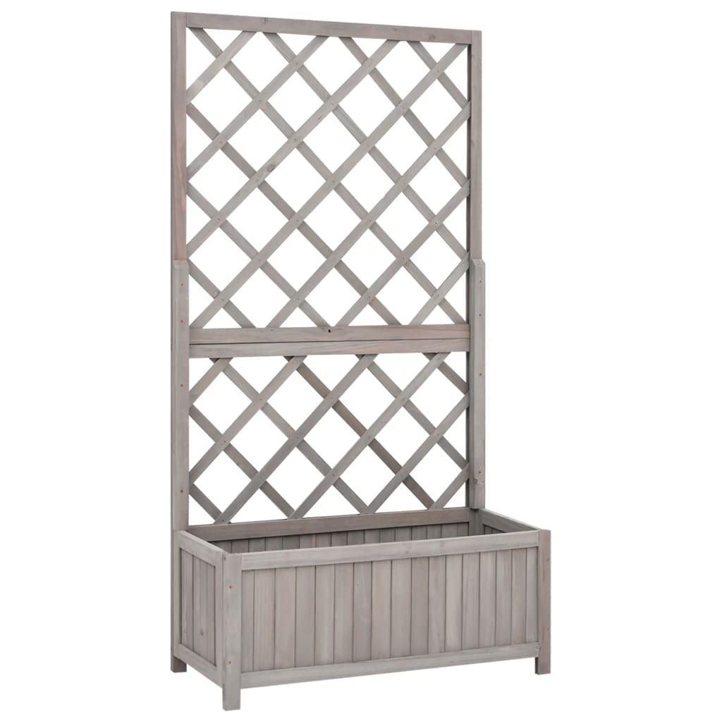 plantekasse med espalier 70x30x135 cm massivt fyrretræ grå