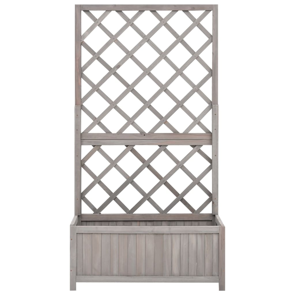 plantekasse med espalier 70x30x135 cm massivt fyrretræ grå