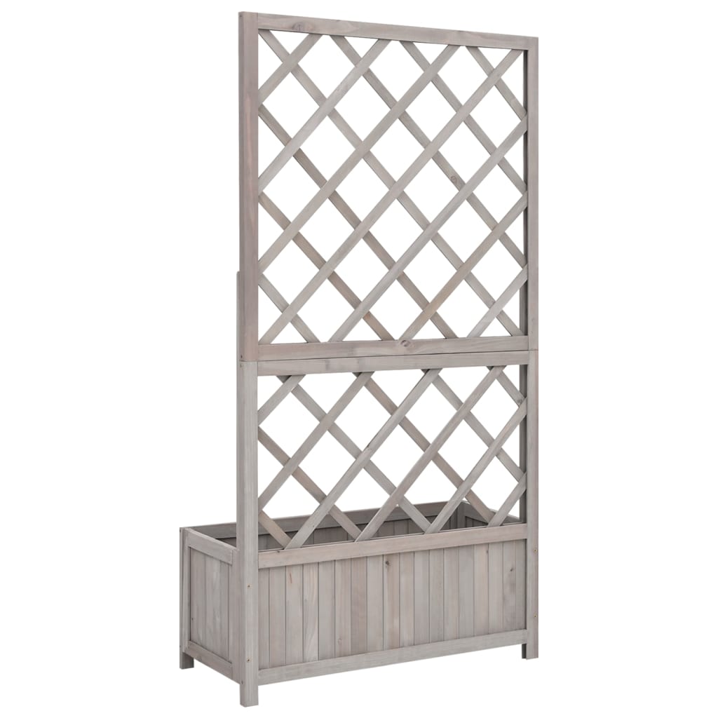 plantekasse med espalier 70x30x135 cm massivt fyrretræ grå