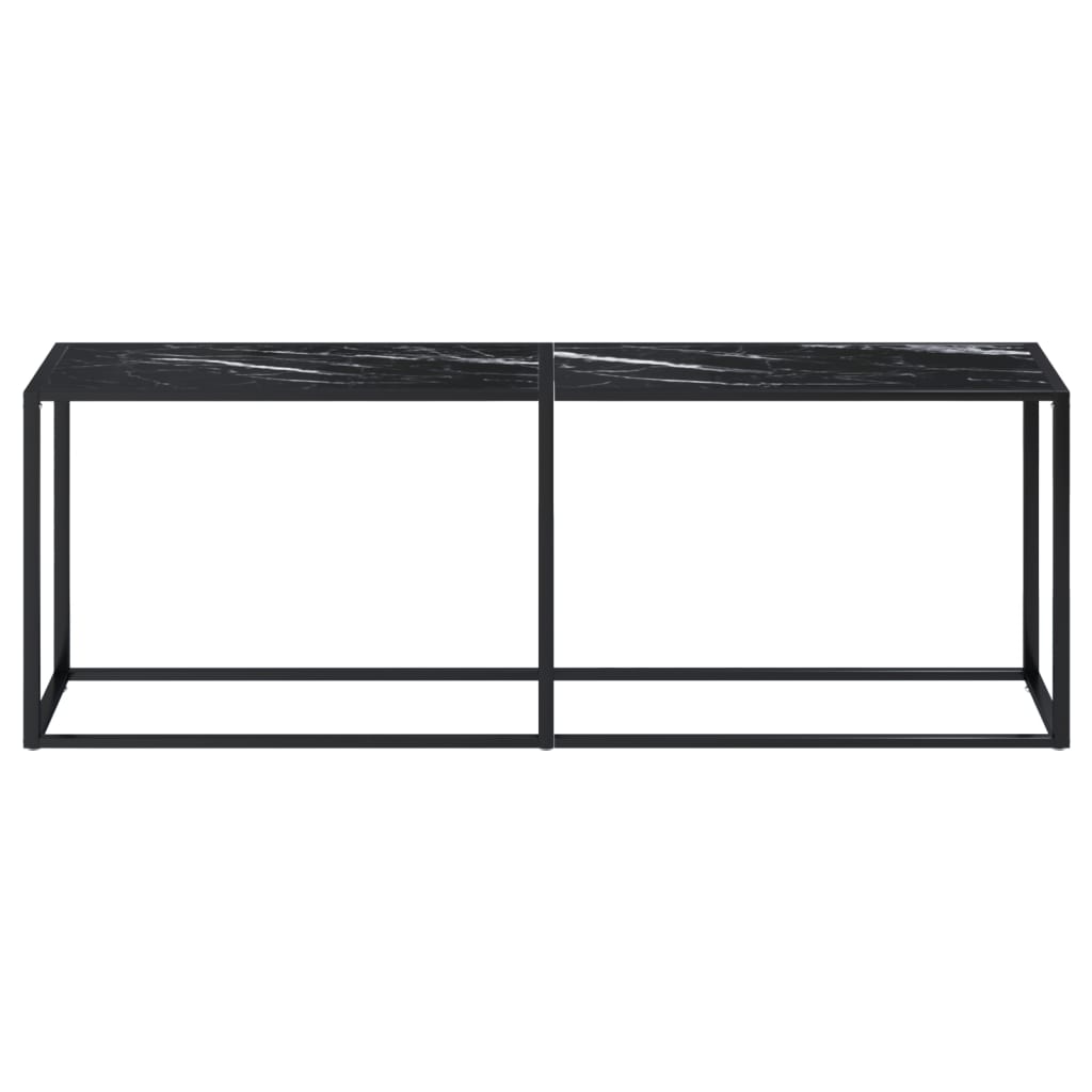konsolbord 220x35x75,5 cm hærdet glas sort marmor