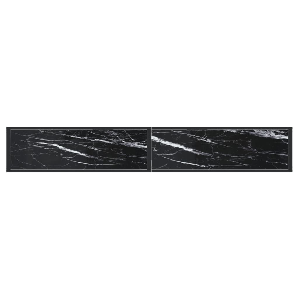 konsolbord 220x35x75,5 cm hærdet glas sort marmor