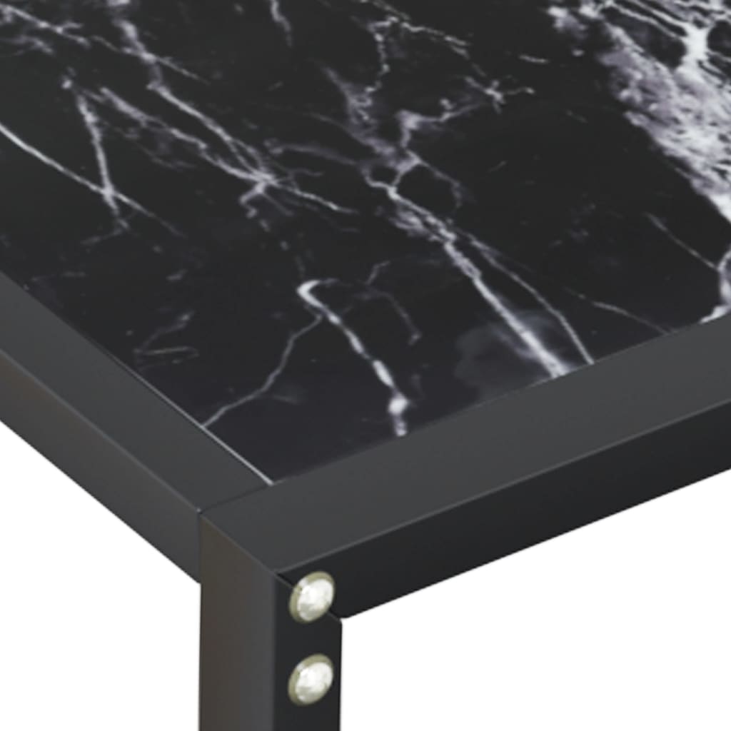 konsolbord 220x35x75,5 cm hærdet glas sort marmor