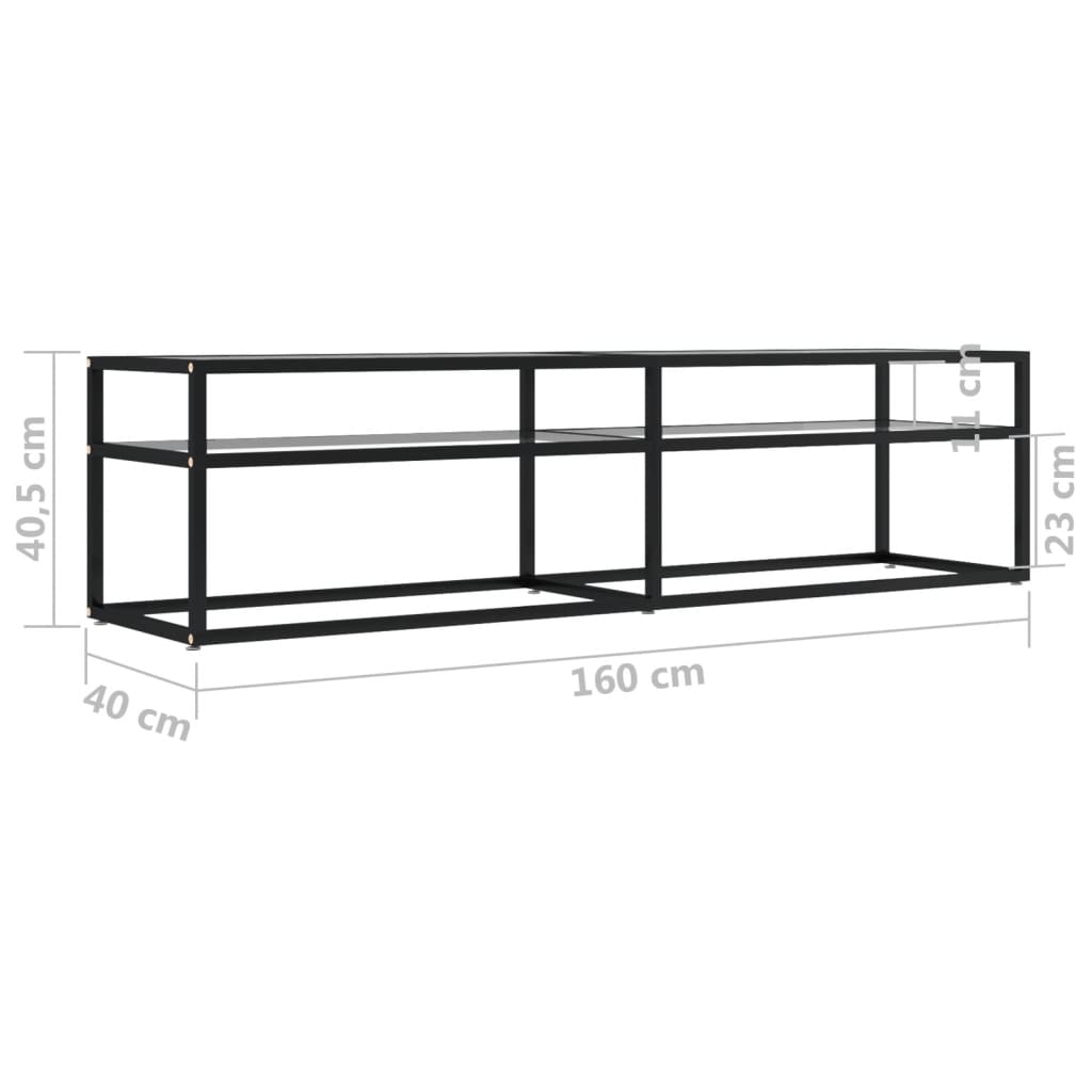 tv-bord 160x40x40,5 cm hærdet glas transparent