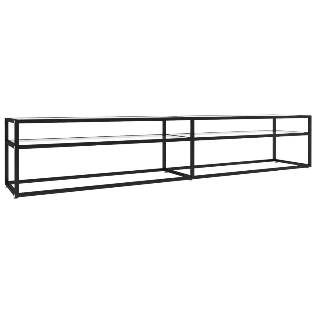 tv-bord 220x40x40,5 cm hærdet glas transparent