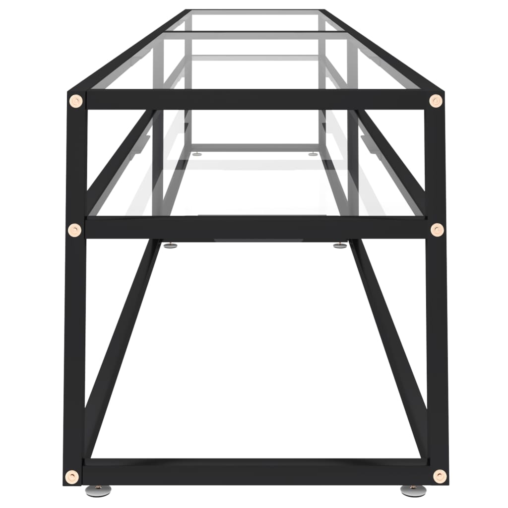 tv-bord 220x40x40,5 cm hærdet glas transparent