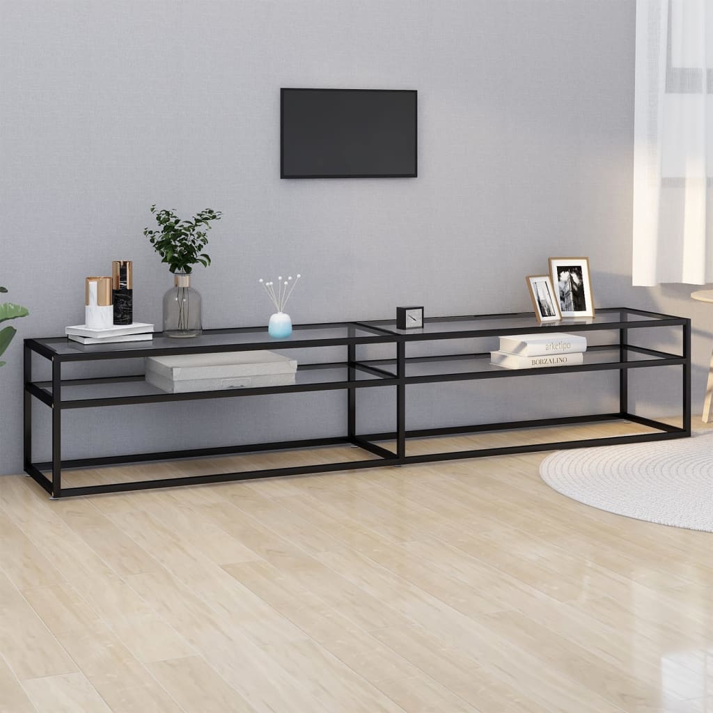 tv-bord 220x40x40,5 cm hærdet glas transparent