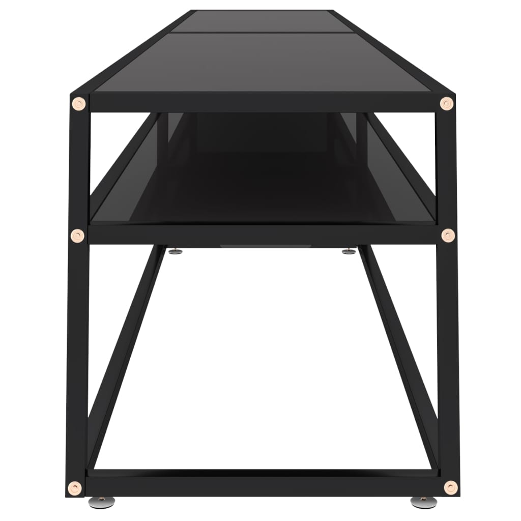 tv-bord 220x40x40,5 cm hærdet glas sort