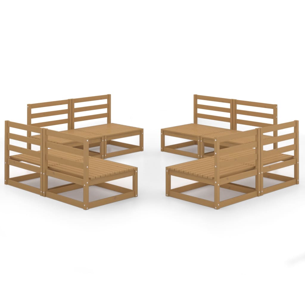 loungesæt til haven 8 dele massivt fyrretræ gyldenbrun