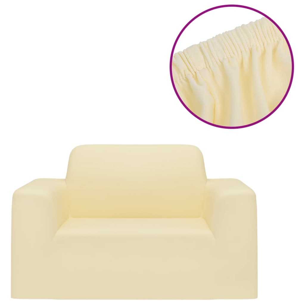 elastisk sofabetræk polyesterjersey cremefarvet