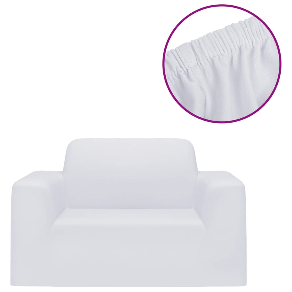 elastisk sofabetræk polyesterjersey hvid